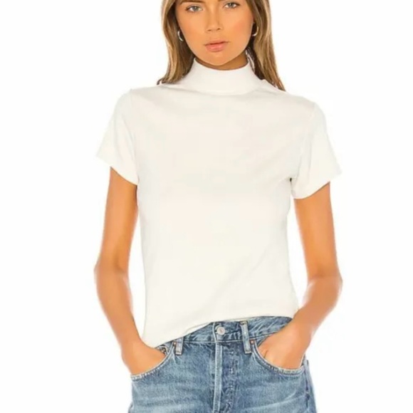Agolde Tops - Agolde Ribbed Mock Neck Tee